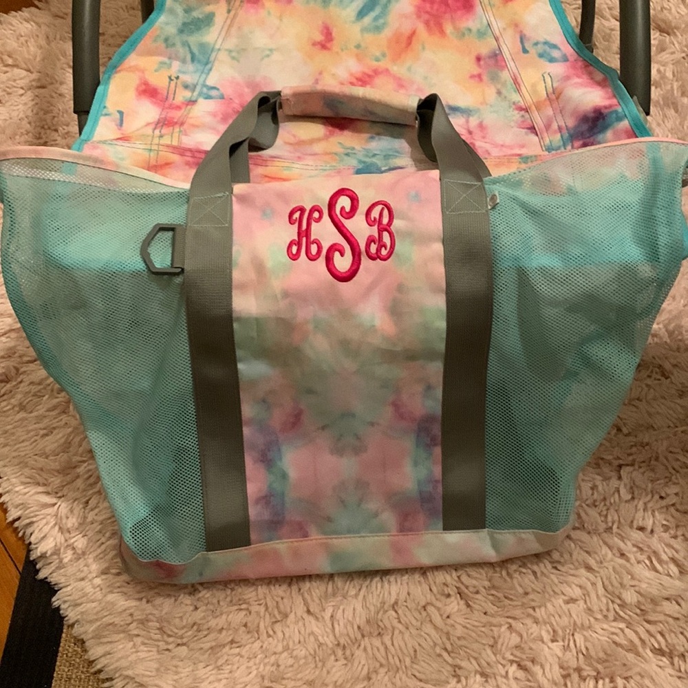 Monogrammed Tie Dye Mesh Beach Bag